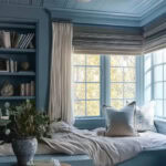cozy powder blue study