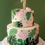 feminine wild animal 2 tiered cake