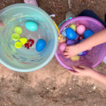 kids getting filled out out of baskets