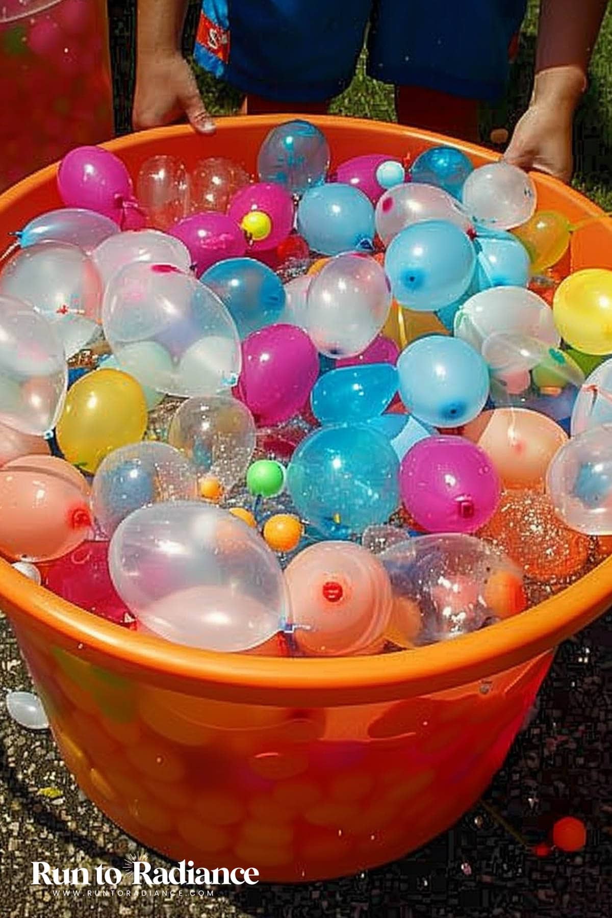 water balloons in a bucket