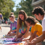 tie dying with friends for summer activities for teens