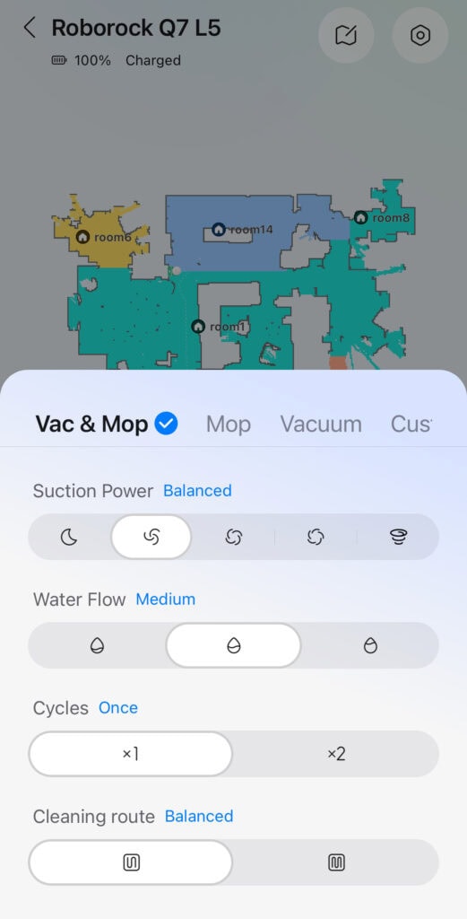 Settings for Roborock q7 l5