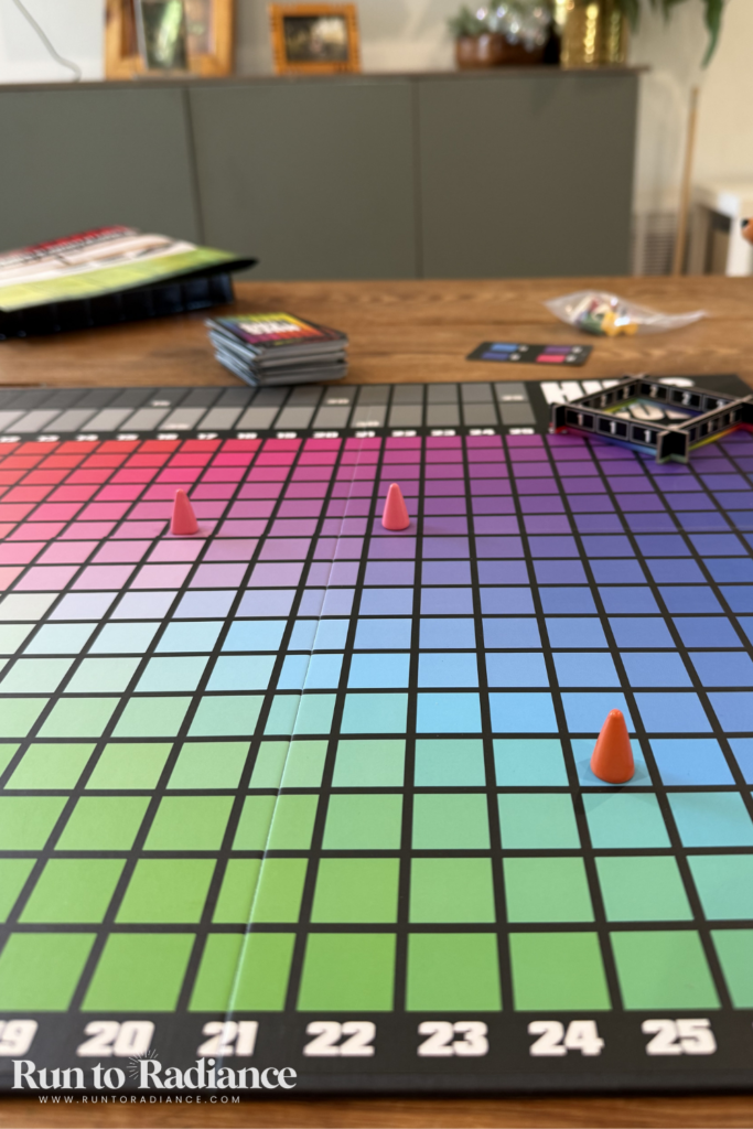 Hues and clues boardgame, an example of screen free summer activities for teens