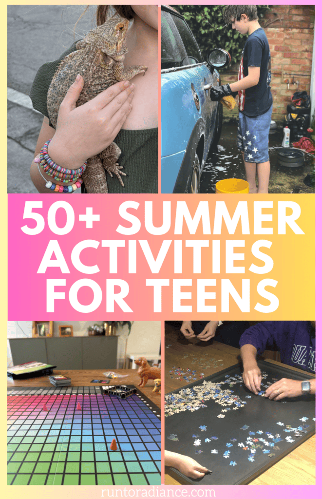 Collage of summer activities for teenagers