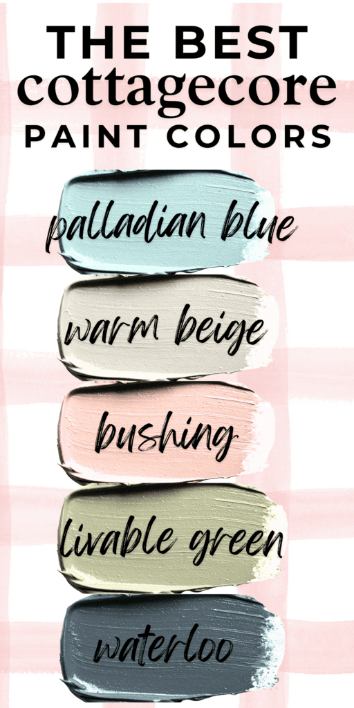 Collage of cottagecore paint colors for interior design