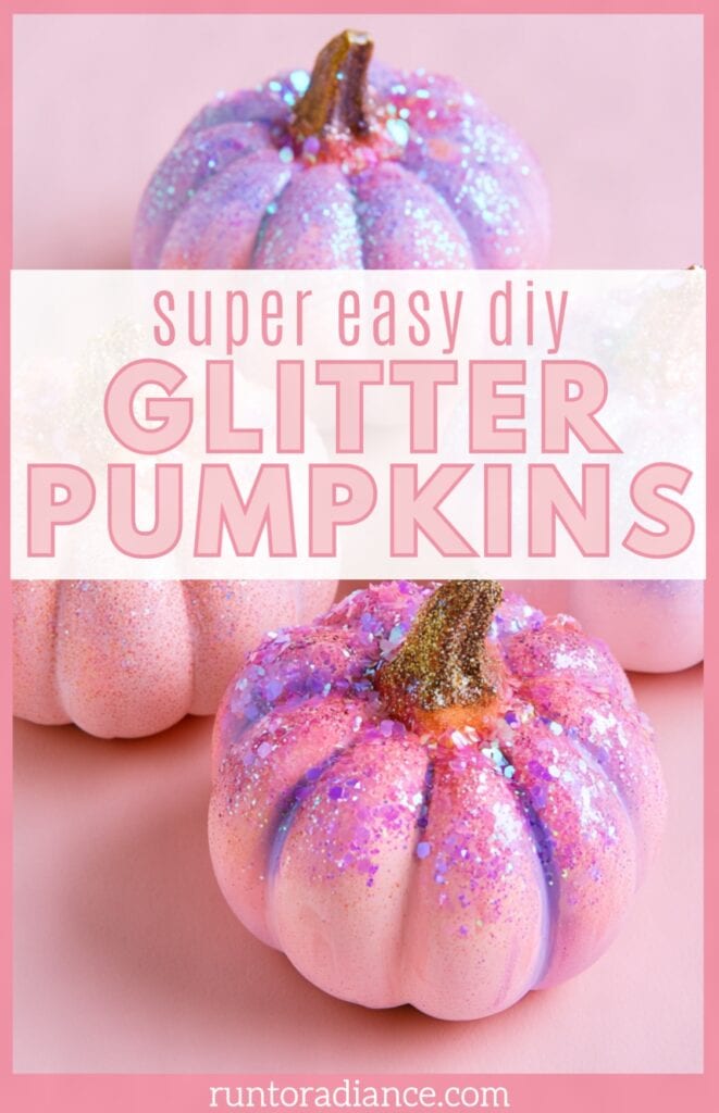 Pink and purple glitter pumpkins