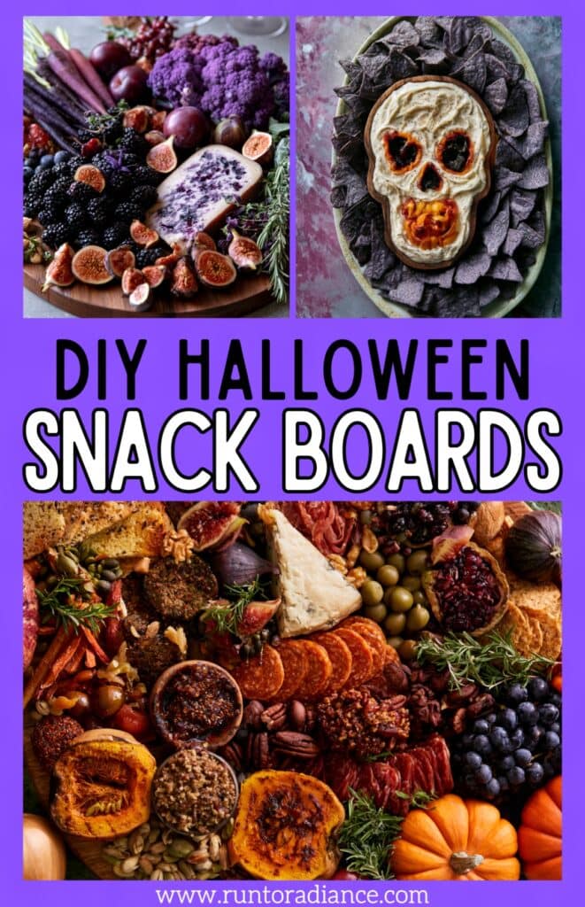 collage of halloween charcuterie board ideas