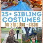 Collage of cute sibling Halloween costumes for two kids