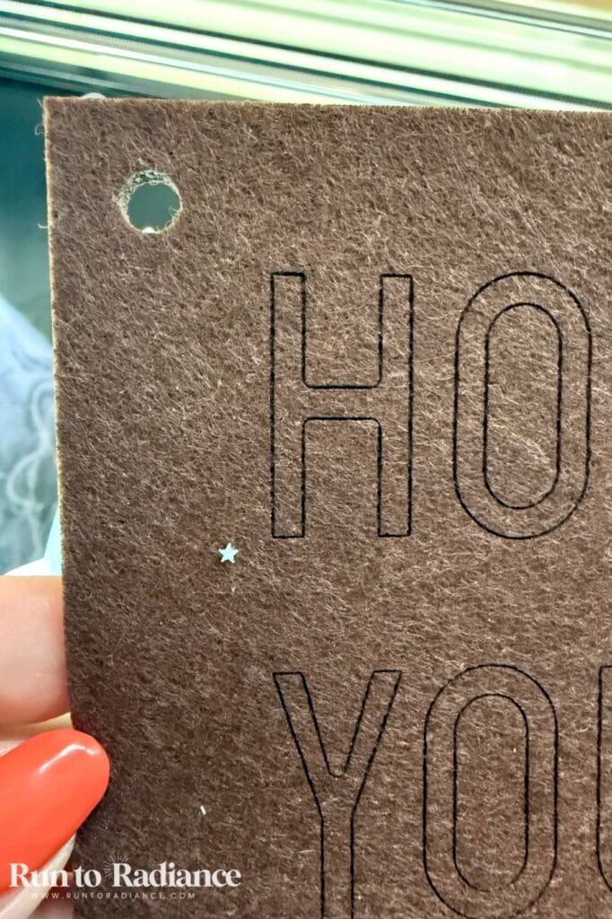 detail of tiny star cut with the xtool m2