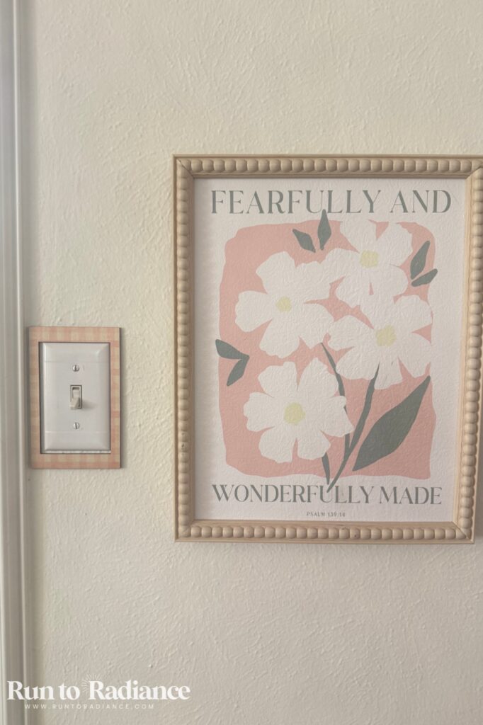 diy lightswitch cover that's pink gingham