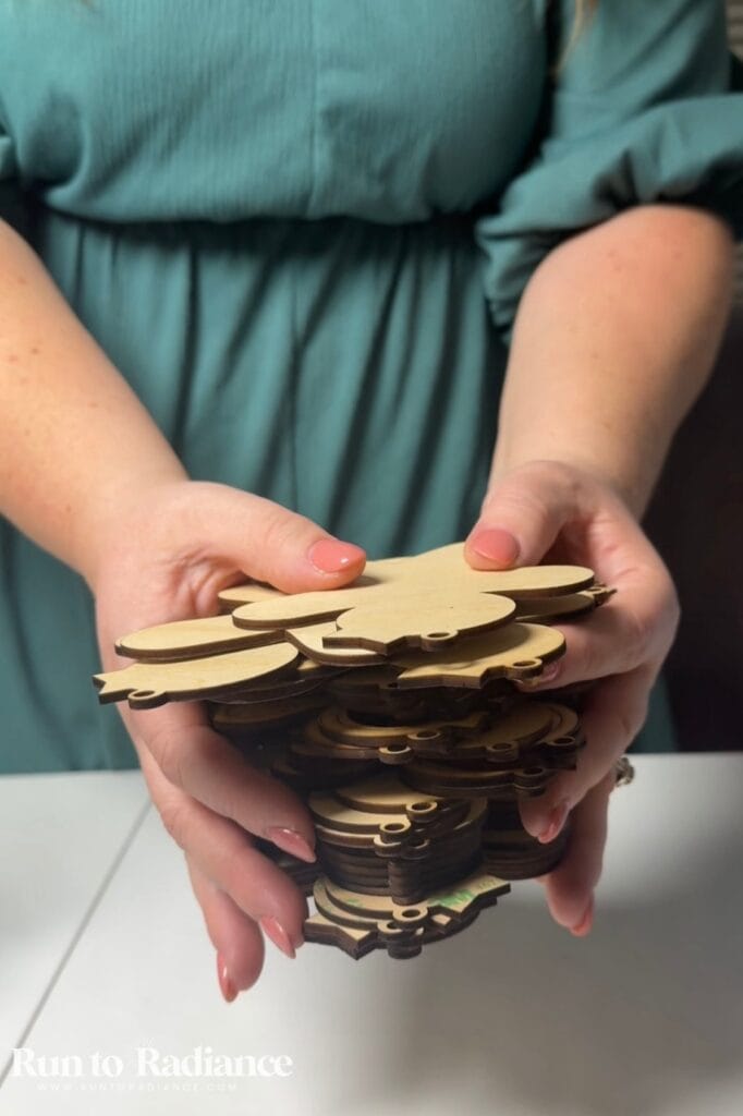 Stack of diy ornaments made with xtool M2 laser